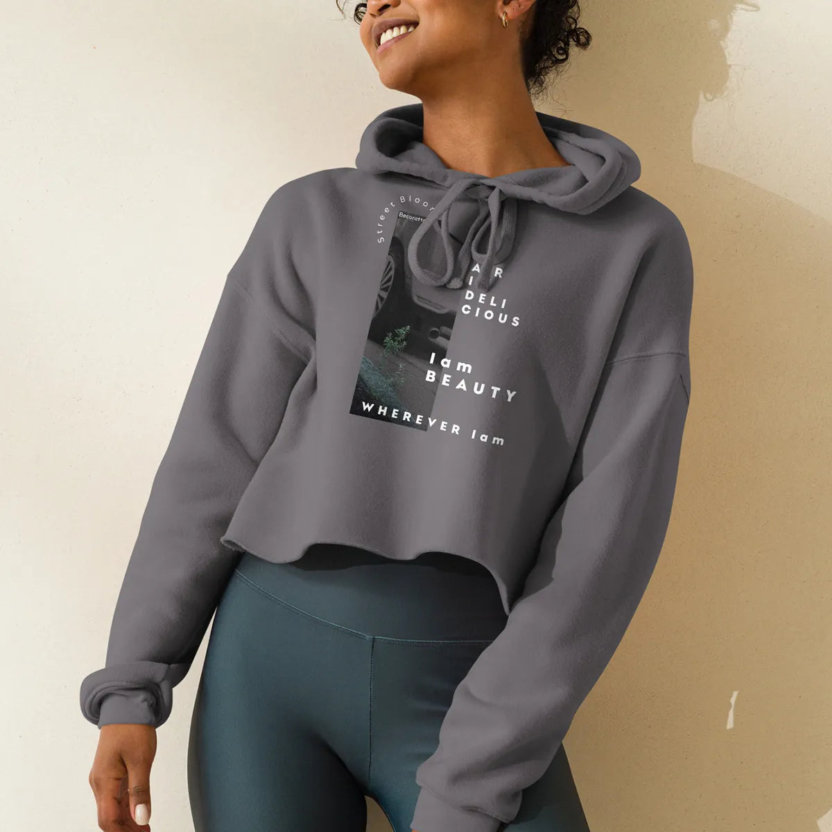 I am BEAUTY | Crop Hoodie with Raw Hem