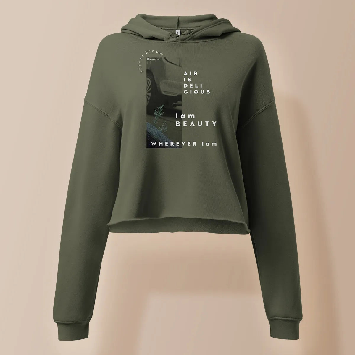 I am BEAUTY | Crop Hoodie with Raw Hem