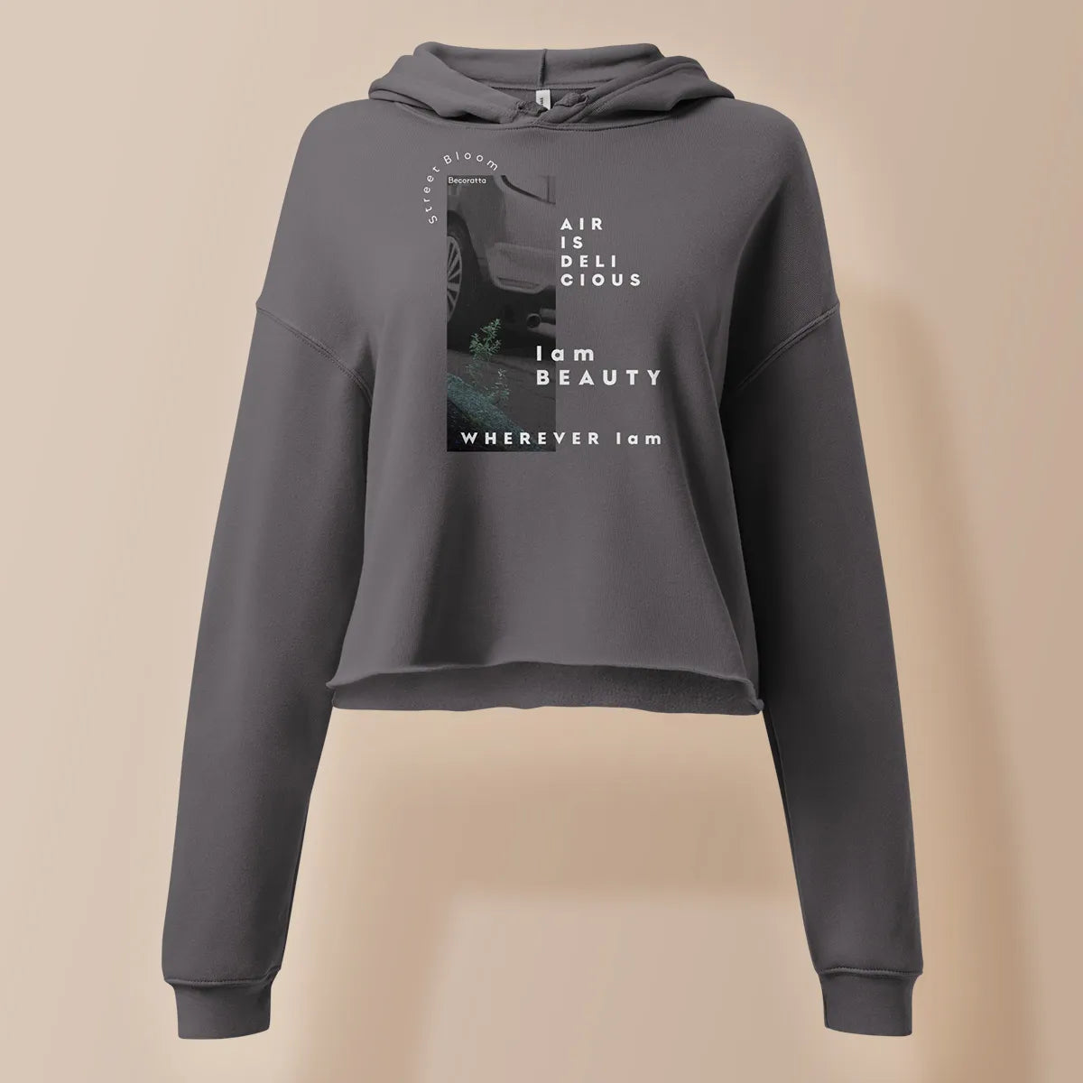 I am BEAUTY | Crop Hoodie with Raw Hem