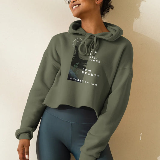 I am BEAUTY | Crop Hoodie with Raw Hem